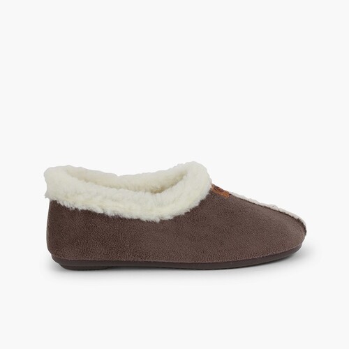 Chaussons Pantoufles Façon Peau de Mouton Gris