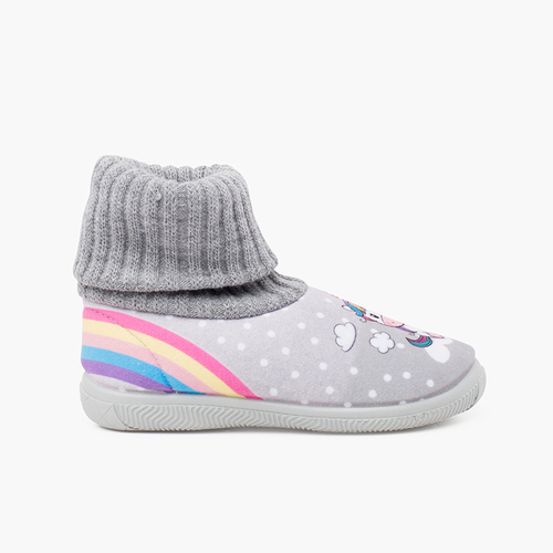 Chaussons à col chaussette en laine licorne Gris