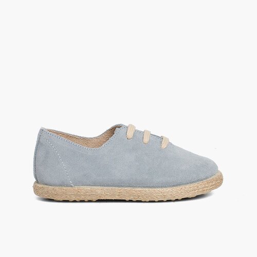 Tennis avec Lacets en Suède et Jute pour Enfant Bleu Ciel