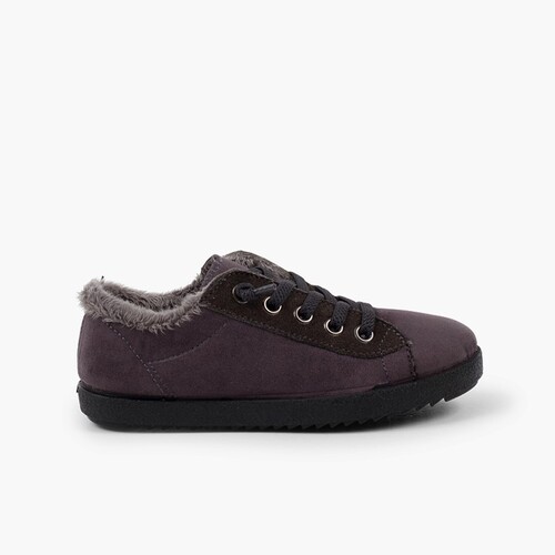 Baskets d'hiver pour enfants avec doublure en fourrure Gris