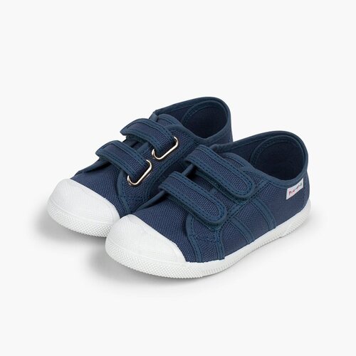 Baskets en Toile avec Scratchs pour Enfant Bleu denim