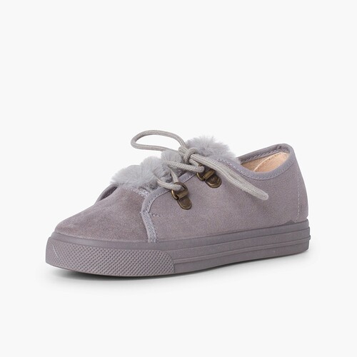 Baskets fille à semelle large avec fourrure Gris