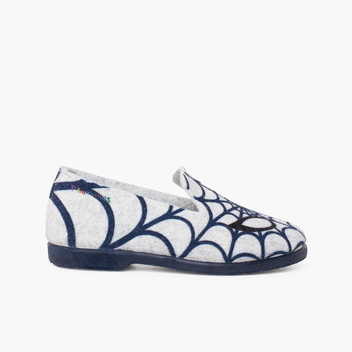 Pantoufles en toile d'araignée maison  Gris et bleu
