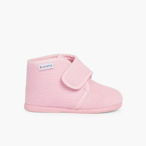 Chaussons en Velours Côtelé à Scratch  Rose