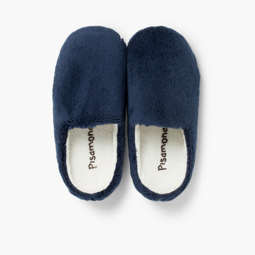 Chaussons en fourrure douce Bleu Marine