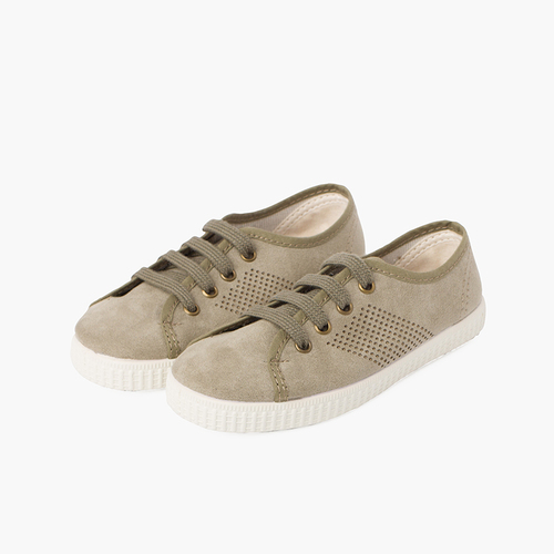 Baskets vegan pour enfants semelle intérieure antibactérienne  Vert Militaire