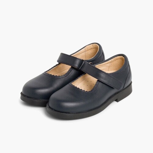 Chaussure Babies d'école Fille à scratch Bleu Marine