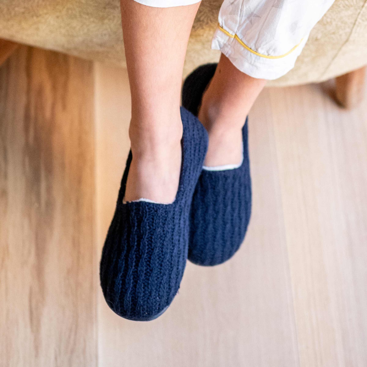 Chaussons en Laine pour Enfants Bleu Marine