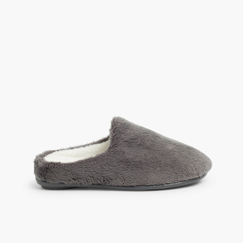 Chaussons en fourrure douce Gris