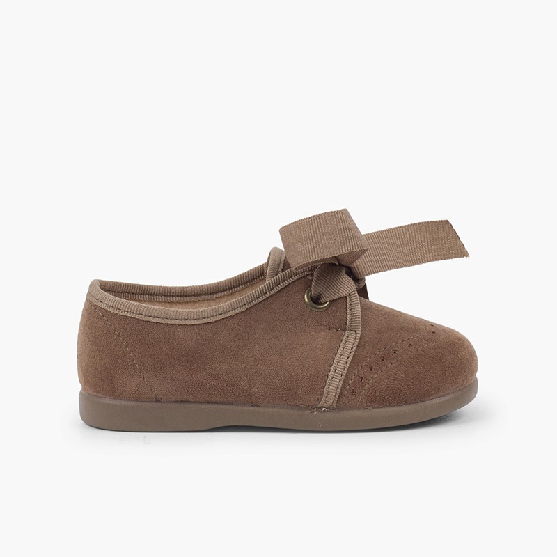 Derbies bébé enfant serratex avec lacets Taupe